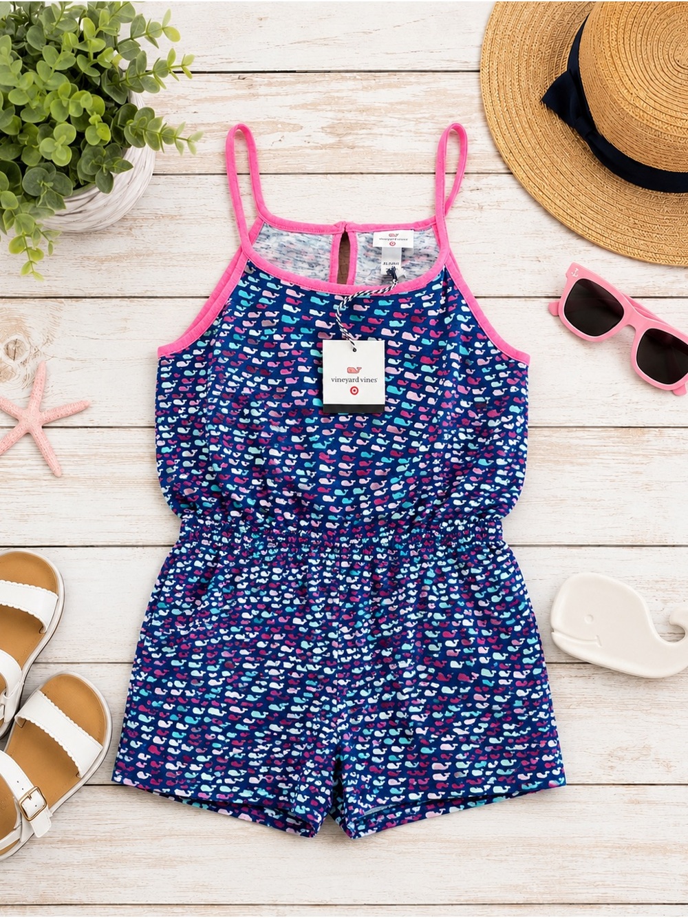 NWT Vineyard Vines for Target Girls Whale Print Romper XL (14/16) Summer